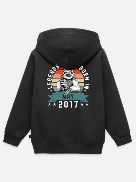Legends Were Born In Mai 2017 Faultier Sloth - Premium børne zip-hættetrøje økologisk - sort