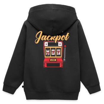 Machine à sous, Jeux d’argent, Machine à sous - Sweat Premium à capuche zippé enfant bio - noir - Dos - AI Model Kid Male (0cm)
