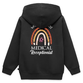 Medical receptionist - Kids Premium Organic Zip-up Hoodie - black - Back - AI Model Kid Male (0cm)
