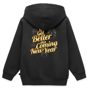 Let's Get Better This Coming New Year Resolution - Kids Premium Organic Zip-up Hoodie - black - Back - AI Model Kid Male (0cm)