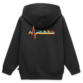 Pelikan Retro Heartbeat - Sweat Premium à capuche zippé enfant bio - noir - Dos - AI Model Kid Male (0cm)