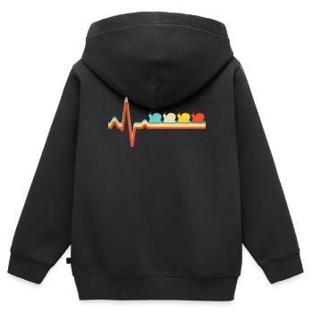 Snail Retro Heartbeat - Sweat Premium à capuche zippé enfant bio - noir - Dos - AI Model Kid Male (0cm)