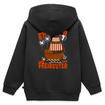 Piratenschiff Endlich 7 Jahre Junge Geburtstag - Kinder Premium Organic Zip Hoodie - Schwarz - Hinten - AI Model Kid Male (0cm)