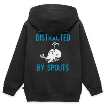 Baleines, baleines, observation des baleines, observation des baleines - Sweat Premium à capuche zippé enfant bio - noir - Dos - AI Model Kid Male (0cm)