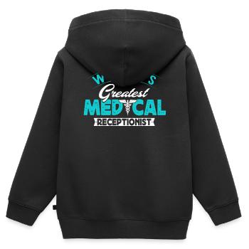 Physician assistant, receptionist - Kids Premium Organic Zip-up Hoodie - black - Back - AI Model Kid Male (0cm)
