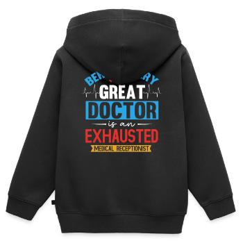 Arzthelferin, Rezeptionisten - Kinder Premium Organic Zip Hoodie - Schwarz - Hinten - AI Model Kid Male (0cm)
