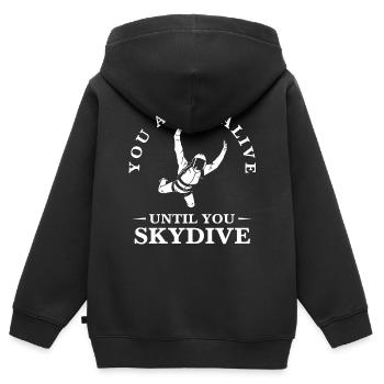 Fallschirmspringer - Kinder Premium Organic Zip Hoodie - Schwarz - Hinten - AI Model Kid Male (0cm)