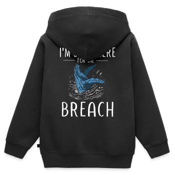 Baleines, baleines, observation des baleines, observation des baleines - Sweat Premium à capuche zippé enfant bio - noir - Dos - AI Model Kid Male (0cm)