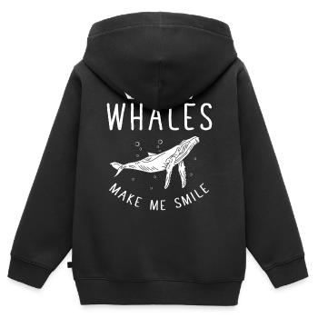 Baleines, baleines, observation des baleines, observation des baleines - Sweat Premium à capuche zippé enfant bio - noir - Dos - AI Model Kid Male (0cm)