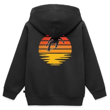 Skaten Retro - Kinder Premium Organic Zip Hoodie - Schwarz - Hinten - AI Model Kid Male (0cm)