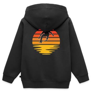 Skaten Retro - Kinder Premium Organic Zip Hoodie - Schwarz - Hinten - AI Model Kid Male (0cm)