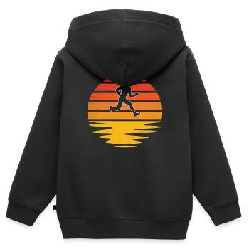 Jogging Rétro - Sweat Premium à capuche zippé enfant bio - noir - Dos - AI Model Kid Male (0cm)