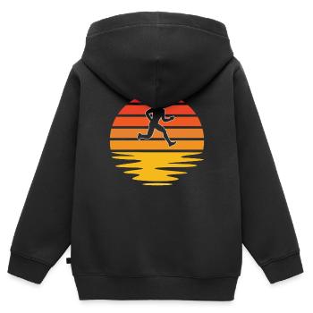 Jogging Rétro - Sweat Premium à capuche zippé enfant bio - noir - Dos - AI Model Kid Male (0cm)