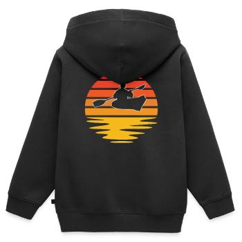 Kanusport Retro - Kinder Premium Organic Zip Hoodie - Schwarz - Hinten - AI Model Kid Male (0cm)