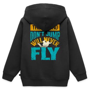 Fallschirmspringen, Fallschirmspringer - Kinder Premium Organic Zip Hoodie - Schwarz - Hinten - AI Model Kid Male (0cm)