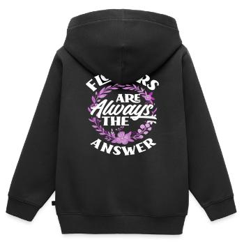 Fleuriste fleuriste Dicton - Sweat Premium à capuche zippé enfant bio - noir - Dos - AI Model Kid Male (0cm)