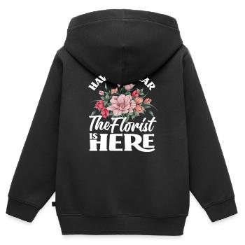 Fleuriste N’ayez pas peur Fleuriste - Sweat Premium à capuche zippé enfant bio - noir - Dos - AI Model Kid Male (0cm)