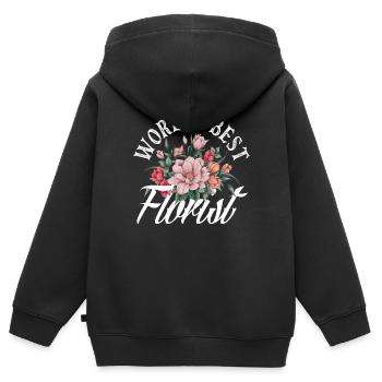 Fleuriste Fleuriste - Sweat Premium à capuche zippé enfant bio - noir - Dos - AI Model Kid Male (0cm)