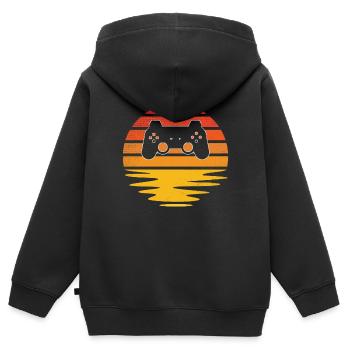 Gaming Retro - Kinder Premium Organic Zip Hoodie - Schwarz - Hinten - AI Model Kid Male (0cm)