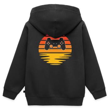 Gaming Retro - Kinder Premium Organic Zip Hoodie - Schwarz - Hinten - AI Model Kid Male (0cm)