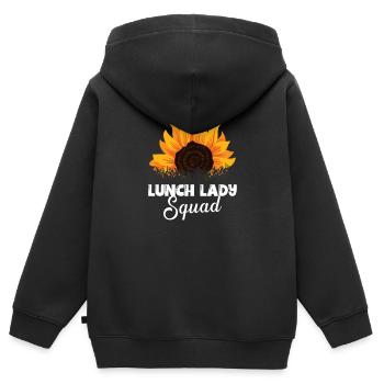 Déjeuner Lady Squad Cafétéria Cantine Tournesol - Sweat Premium à capuche zippé enfant bio - noir - Dos - AI Model Kid Male (0cm)
