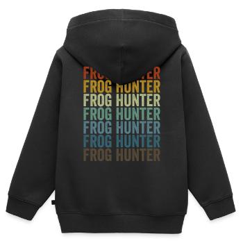 Chasseurs de grenouilles Chasseurs de grenouilles Chasseur d’amphibiens Froschlieb - Sweat Premium à capuche zippé enfant bio - noir - Dos - AI Model Kid Male (0cm)
