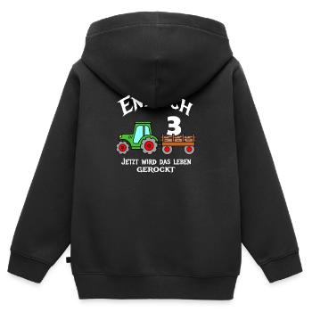 3. Geburtstag Traktor Trecker Kinder 3 Jahre - Kinder Premium Organic Zip Hoodie - Schwarz - Hinten - AI Model Kid Male (0cm)