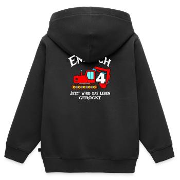 4. Geburtstag Bagger 4 Jahre Alt Baustelle Junge - Kinder Premium Organic Zip Hoodie - Schwarz - Hinten - AI Model Kid Male (0cm)