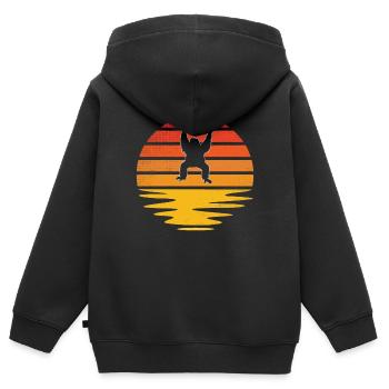 Gorilla Rétro - Sweat Premium à capuche zippé enfant bio - noir - Dos - AI Model Kid Male (0cm)