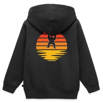Gorilla Rétro - Sweat Premium à capuche zippé enfant bio - noir - Dos - AI Model Kid Male (0cm)