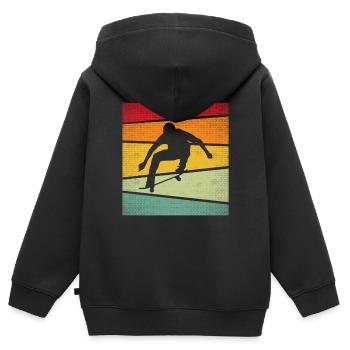 Skaten Retro - Kinder Premium Organic Zip Hoodie - Schwarz - Hinten - AI Model Kid Male (0cm)