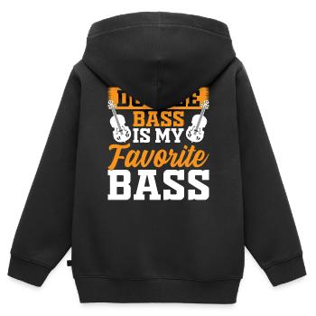 Drôle de contrebassiste - La contrebasse est ma faveur - Sweat Premium à capuche zippé enfant bio - noir - Dos - AI Model Kid Male (0cm)