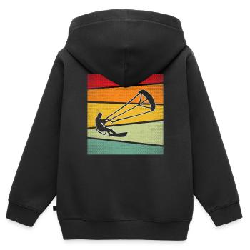 kite surfen retro - Kinder Premium Organic Zip Hoodie - Schwarz - Hinten - AI Model Kid Male (0cm)