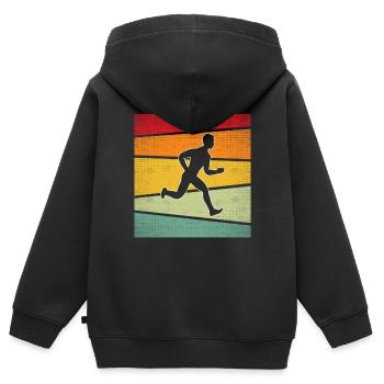Jogging Rétro - Sweat Premium à capuche zippé enfant bio - noir - Dos - AI Model Kid Male (0cm)