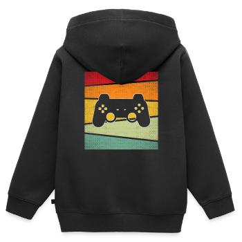 Gaming Retro - Kinder Premium Organic Zip Hoodie - Schwarz - Hinten - AI Model Kid Male (0cm)