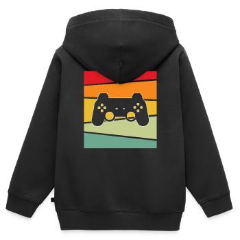 Gaming Retro - Kinder Premium Organic Zip Hoodie - Schwarz - Hinten - AI Model Kid Male (0cm)