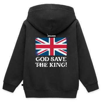 God Save the King Charles III Krönung 2023 - Kinder Premium Organic Zip Hoodie - Schwarz - Hinten - AI Model Kid Male (0cm)