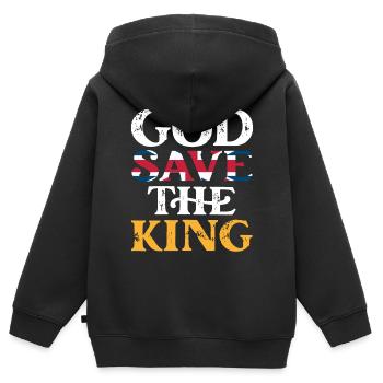 König Karl III. Gott rette den König Karl den - Kinder Premium Organic Zip Hoodie - Schwarz - Hinten - AI Model Kid Male (0cm)