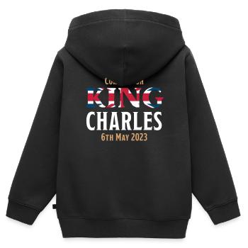 Krönung König Karl III. 6. Mai 2023 - Kinder Premium Organic Zip Hoodie - Schwarz - Hinten - AI Model Kid Male (0cm)
