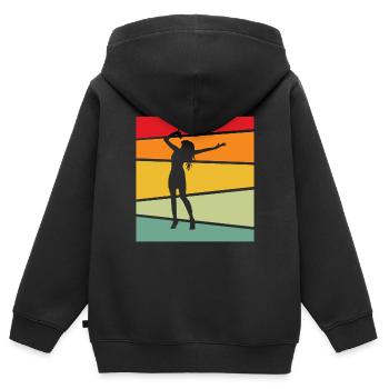 Chanter rétro - Sweat Premium à capuche zippé enfant bio - noir - Dos - AI Model Kid Male (0cm)