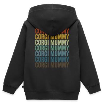 Corgi Mumie Corgi Mumie Halloween Hundeliebhaber - Kinder Premium Organic Zip Hoodie - Schwarz - Hinten - AI Model Kid Male (0cm)