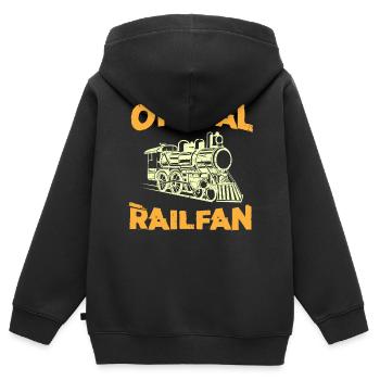 Échelle de chemin de fer, Railfan de chemin de fer - Sweat Premium à capuche zippé enfant bio - noir - Dos - AI Model Kid Male (0cm)