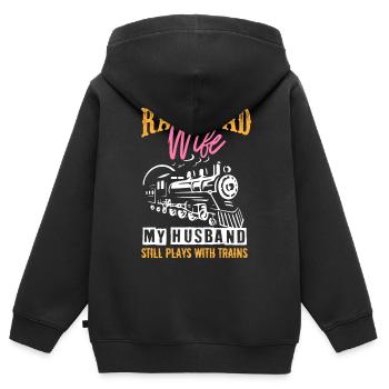 Échelle de chemin de fer, Railfan de chemin de fer - Sweat Premium à capuche zippé enfant bio - noir - Dos - AI Model Kid Male (0cm)