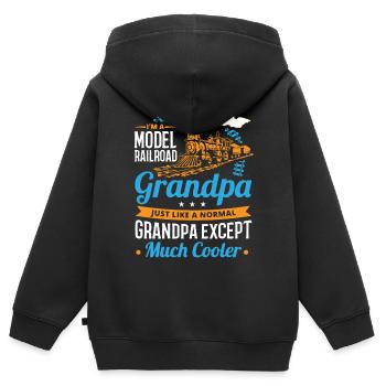 Échelle de chemin de fer, Railfan de chemin de fer - Sweat Premium à capuche zippé enfant bio - noir - Dos - AI Model Kid Male (0cm)