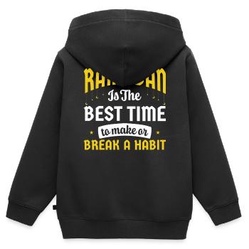 Ramadan, Rabian, Muslim, Islamisch - Kinder Premium Organic Zip Hoodie - Schwarz - Hinten - AI Model Kid Male (0cm)