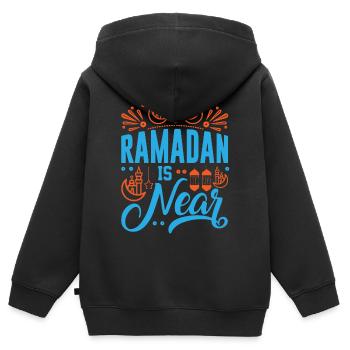 Ramadan, Rabian, Muslim, Islamisch - Kinder Premium Organic Zip Hoodie - Schwarz - Hinten - AI Model Kid Male (0cm)