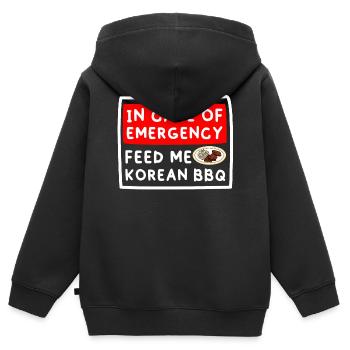 Barbecue coréen, Groupe coréen, Coréen - Sweat Premium à capuche zippé enfant bio - noir - Dos - AI Model Kid Male (0cm)