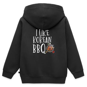 Barbecue coréen, Groupe coréen, Coréen - Sweat Premium à capuche zippé enfant bio - noir - Dos - AI Model Kid Male (0cm)