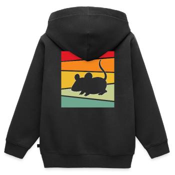 Maus Retro - Kinder Premium Organic Zip Hoodie - Schwarz - Hinten - AI Model Kid Male (0cm)