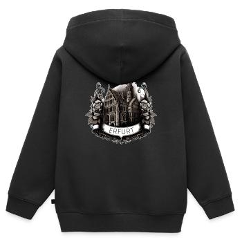 Erfurt - Kinder Premium Organic Zip Hoodie - Schwarz - Hinten - AI Model Kid Male (0cm)